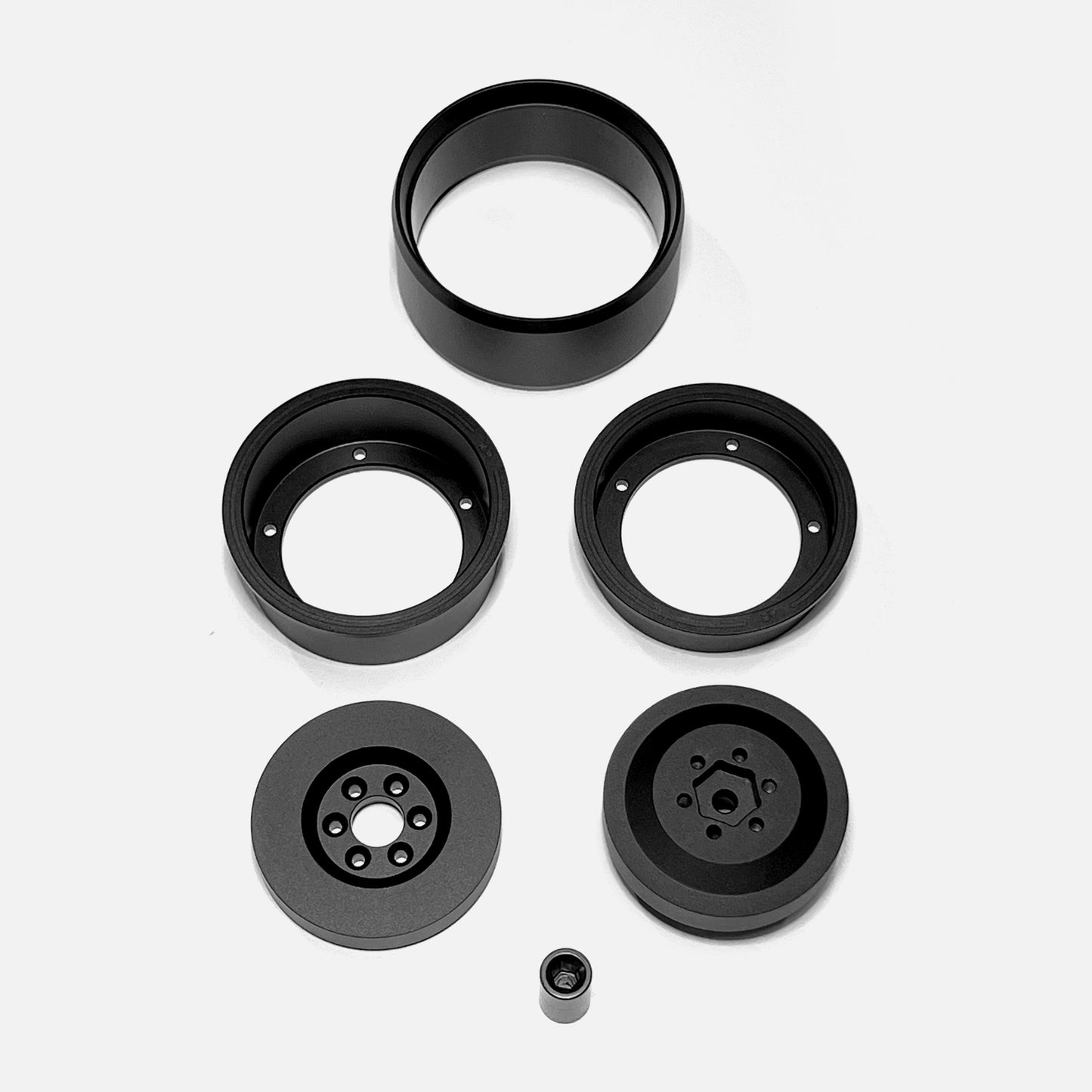 Machined Aluminum Wheels with Extended Wheel Weights Hubs, Set of 4